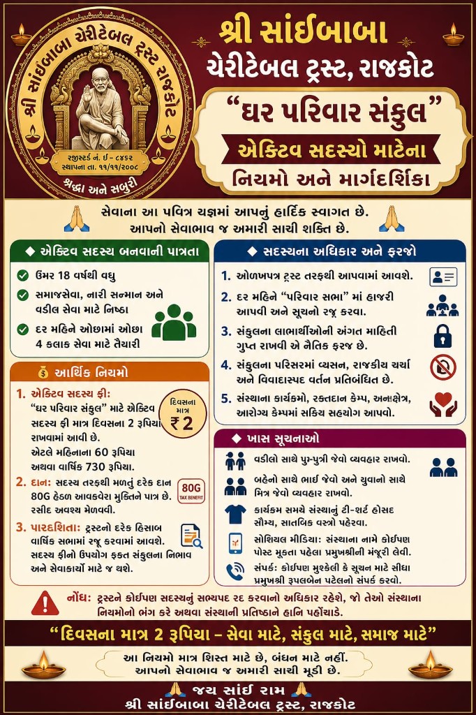 એક્ટિવ સદસ્ય નિયમો પોસ્ટર